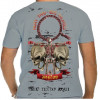 Camiseta - Muay Thai - Mongkon Duas Caveiras Ritual Ram Muay Costas Cinza