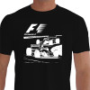 Camiseta - Fórmula 1 - Dois Pilotos Disputa Curva Aberta de Alta Velocidade Lisa - Preta