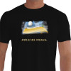 Camiseta - Vôlei de Praia - Estampa Quadra Rede Bola Paisagem - preta