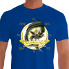 Camiseta - Pesca Esportiva - Peixe Perfeito de Águas Oceânicas Dourado do Mar Pontos Cardeais  - azul