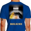 Camiseta - Boliche - Imagem Foto Ilustração Realista Bola Pintada Fogo Costas Azul
