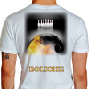 Camiseta - Boliche - Imagem Foto Ilustração Realista Bola Pintada Fogo Costas Branca