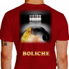 Camiseta - Boliche - Imagem Foto Ilustração Realista Bola Pintada Fogo Costas Vermelha
