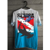 Camiseta - Mergulho - Espécies de Tubarão Bandeira Mergulhador Submerso Diver Down Scuba Diving Costas Azul Claro