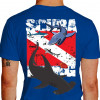 Camiseta - Mergulho - Espécies de Tubarão Bandeira Mergulhador Submerso Diver Down Scuba Diving Lisa Costas Azul