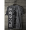 Camiseta - Slackline - Atleta Equilíbrio Treino Mente e Corpo Esporte Costas Cinza Cabide