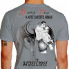 Camiseta - Muay Thai - Fênix Lutador Renascendo das Próprias Cinzas Costas Cinza