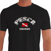 Camiseta - Pesca Submarina - Caçador Peixe e Arpão na Mão Plantas do Mar Bandeira Mergulhador Submerso
