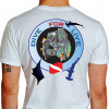 Camiseta - Mergulho - Equipamento Mergulho Dive for Live Tubarão Arraias Bandeira Mergulhador Costas Branca