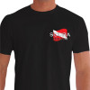 Camiseta - Mergulho - Equipamento Mergulho Dive for Live Tubarão Arraias Bandeira Mergulhador Frente