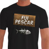 Camiseta - Pesca Esportiva - Fui Pescar Esqueleto Peixe - PRETA