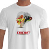  Camiseta - Cricket - Efeito Estampa Ilustração Taco Tribal Fogo e Bola Branca