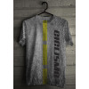 Camiseta - Ciclismo - Tecido Efeito Asfalto Faixa Amarela Ciclista Escapada Sombra Frente Frente