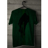 Camiseta - Ciclismo - Tecido Efeito Asfalto Faixa Amarela Ciclista Escapada Sombra Frente Costas Verde