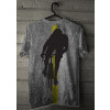 Camiseta - Ciclismo - Tecido Efeito Asfalto Faixa Amarela Ciclista Escapada Sombra Frente Costas Cinza Cabide