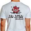 Camiseta - Jiu-Jitsu - Homenagem Espada Samurai Lutadores no Combate Costas Branco