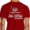Camiseta - Jiu-Jitsu - Homenagem Espada Samurai Lutadores no Combate Costas Vermelho