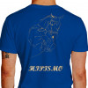 Camiseta - Hipismo - Cavalos de Salto Alta Qualidade Competição Costas Azul