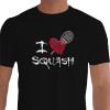 Camiseta - Squash - I Love Squash Coração Raquete - PRETA