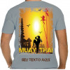 Camiseta - Muay Thai - Guerreiro Thai Paisagem na Tailândia Costas Cinza