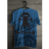 Camiseta - Kart - Malha Efeito Marca de Pneu na Pista Chassis Karting Costas Azul