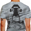 Camiseta - Kart - Malha Efeito Marca de Pneu na Pista Chassis Karting Costas Cinza