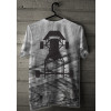 Camiseta - Kart - Malha Efeito Marca de Pneu na Pista Chassis Karting Costas Cinza Cabide