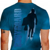 Camiseta - Bodyboard - Texto Efeito Água Bodyboarder Nadadeiras Costas Azul