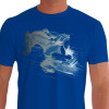 Camiseta - Hipismo - Cavaleiro e Cavalo Qualidade Técnica Salto Costas Azul