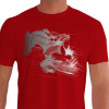 Camiseta - Hipismo - Cavaleiro e Cavalo Qualidade Técnica Salto Costas Vermelha