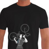 Camiseta - Ciclismo - Ciclista Retrô Levantando a Bike Frente Preta