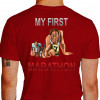 Camiseta - Corrida - Minha Primeira Maratona Corredores no Limite e Exaustos Run a Marathon Costas Vermelha