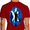 Camiseta - Pesca Submarina - Mergulhador Livre Praticando Caça Sub Tubarão, Tartaruga e Peixe Efeito Água do Mar - vermelha