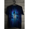 Camiseta - Surf - Surfista Dando um Aéreo Onda Efeito Luz Costas Frente