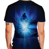 Camiseta - Surf - Surfista Dando um Aéreo Onda Efeito Luz Costas Azul