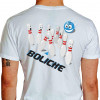 Camiseta - Boliche - Estampa Bola Jogada em Velocidade Pinos Assustados Costas Branca