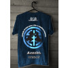 Camiseta - Kendo - Kenshi Lutador Movimento Jodan no Kamae Kanji Frase Caminho de Busca para a Vida e a Existência Humana Costas Azul