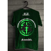Camiseta - Kendo - Kenshi Lutador Movimento Jodan no Kamae Kanji Frase Caminho de Busca para a Vida e a Existência Humana Costas Verde