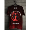 Camiseta - Kendo - Kenshi Lutador Movimento Jodan no Kamae Kanji Frase Caminho de Busca para a Vida e a Existência Humana Costas Vermelha Cabide