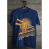 Camiseta - Hipismo - Cavaleiro Saltando Obstáculo Competição Modalidade Salto Frente Azul