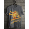 Camiseta - Hipismo - Cavaleiro Saltando Obstáculo Competição Modalidade Salto Frente Cinza