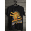 Camiseta - Hipismo - Cavaleiro Saltando Obstáculo Competição Modalidade Salto Frente Preta