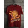 Camiseta - Hipismo - Cavaleiro Saltando Obstáculo Competição Modalidade Salto Frente Vermelha