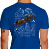 Camiseta - Hipismo - Diversos Saltos Cavaleiros Obstáculos Costas Azul