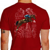 Camiseta - Hipismo - Diversos Saltos Cavaleiros Obstáculos Costas Vermelha
