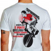 Camiseta - Spinning - Aluno Pedalando na Aula Frase Disciplina é Ponte que Liga Nossos Sonhos as Nossas Realizações Costas Branca