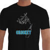  Camiseta - Cricket - Jogadores Jogando Críquete Taco Preta