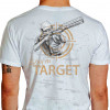 Camiseta - Tiro Esportivo - Atirador Carabina Mira Stay on Target Costas Branca