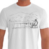 Camiseta - Pesca Esportiva - Pescador Dedo Atolado Ilustração Traço de Lápis Frente Branca