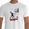 Camiseta - Basquete - Desenho Quadra Jogadores Saltando pra Cesta Branca